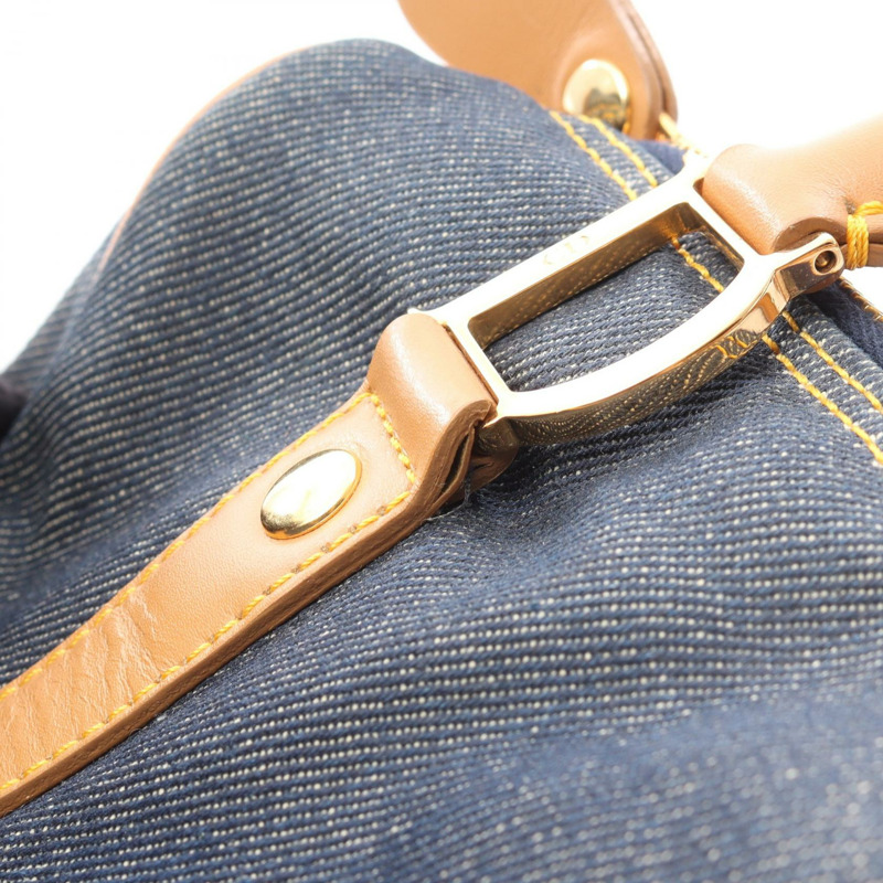 Dior 手提包 牛仔皮革 海軍藍棕色 二手 女士-10