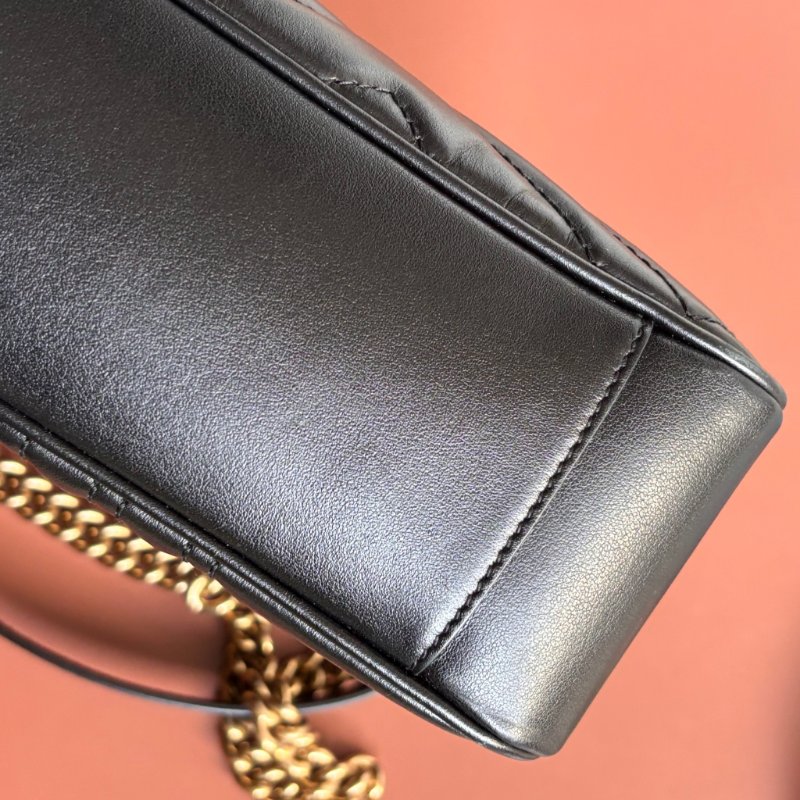 ::GUCCI:: 金屬GG Marmont 黑色皮革肩背包 斜背包 中號31公分-7