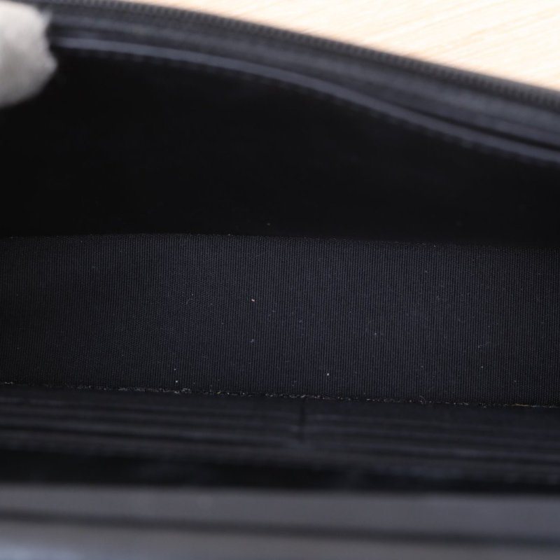 CHANEL LeboyWOC19黑色牛皮28開金扣荔枝菱格紋肩背包-3