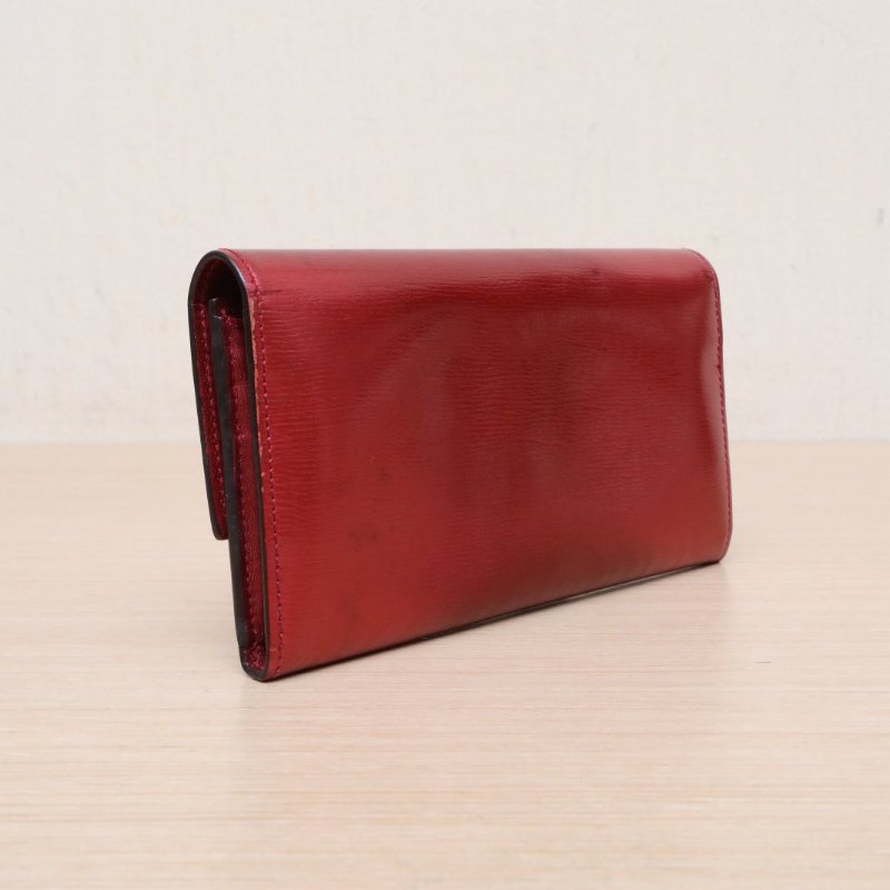 GUCCI 紅色牛皮金扣情人節限定長款錢包肩背包-4