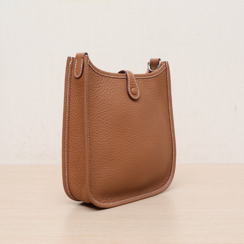 HERMES EvelyneMini1637金棕色TC皮W刻銀扣肩背包-4