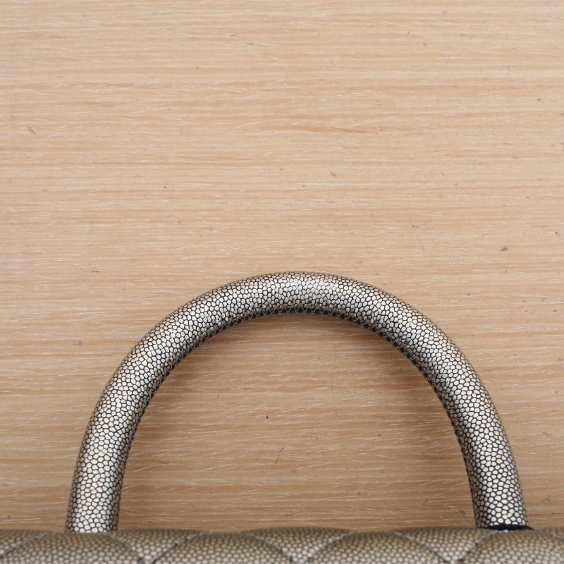 CHANEL CocoHandle小號24銀色牛皮28開金扣肩背包-2