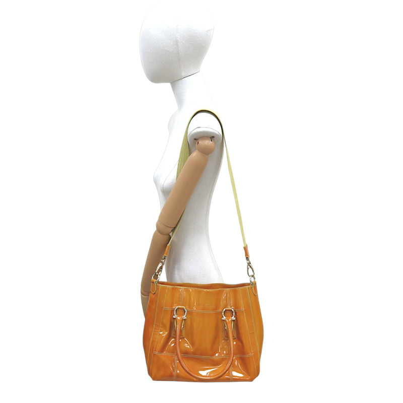 橘色 漆皮 兩用包【Salvatore Ferragamo 費拉格慕】-9