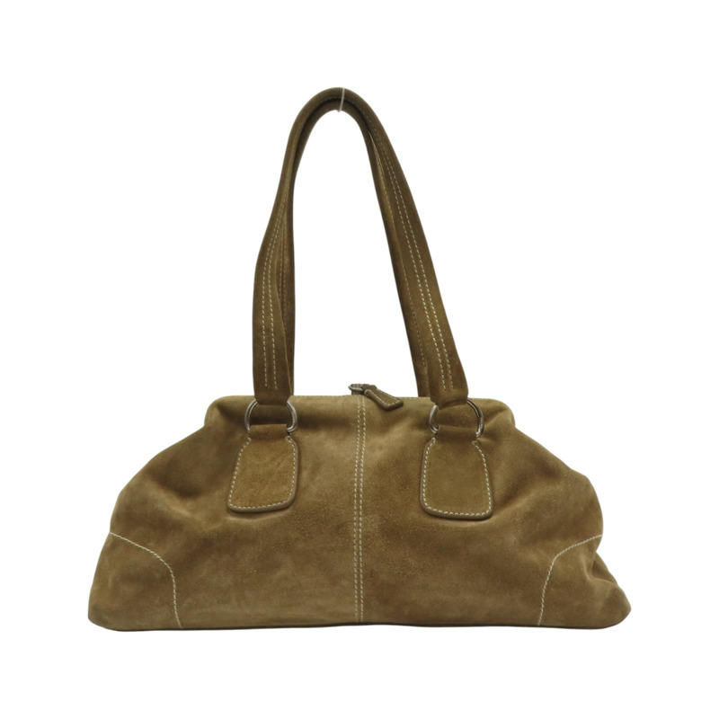 棕色 麂皮 Camoscio Frame Bag 手提包 【PRADA 普拉達】-1