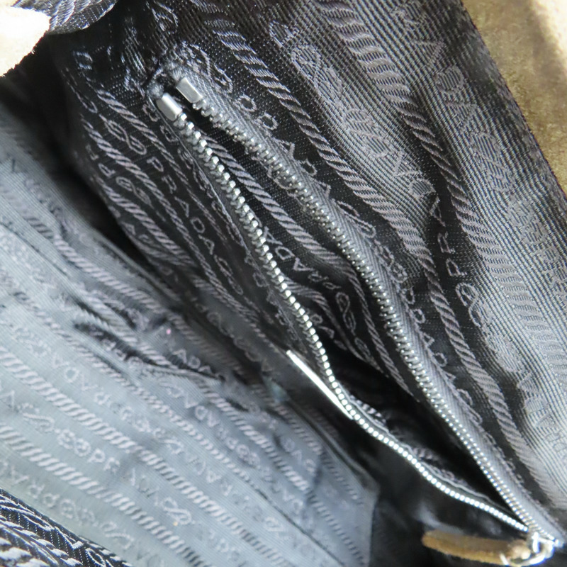 棕色 麂皮 Camoscio Frame Bag 手提包 【PRADA 普拉達】-4