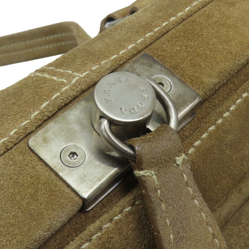 棕色 麂皮 Camoscio Frame Bag 手提包 【PRADA 普拉達】-16