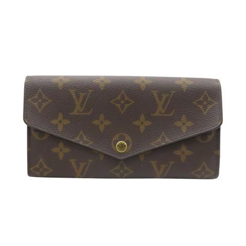 棕色 原花帆布 Sarah 扣式長夾【LOUIS VUITTON LV 路易威登】 M60531