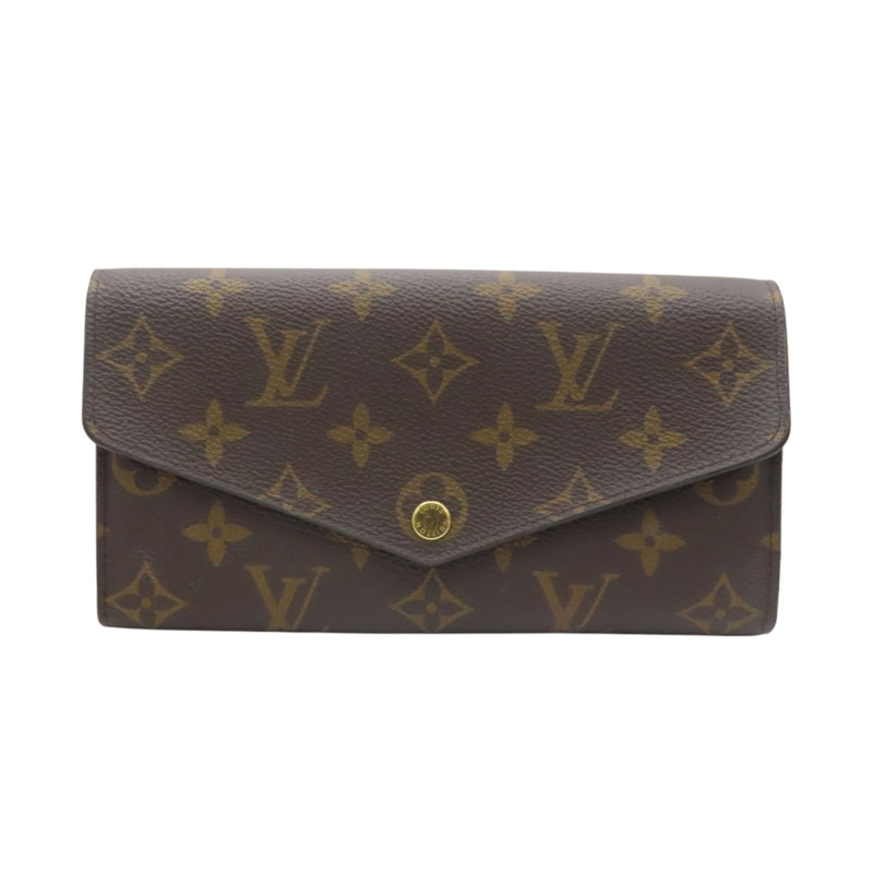 棕色 原花帆布 Sarah 扣式長夾【LOUIS VUITTON LV 路易威登】 M60531-0