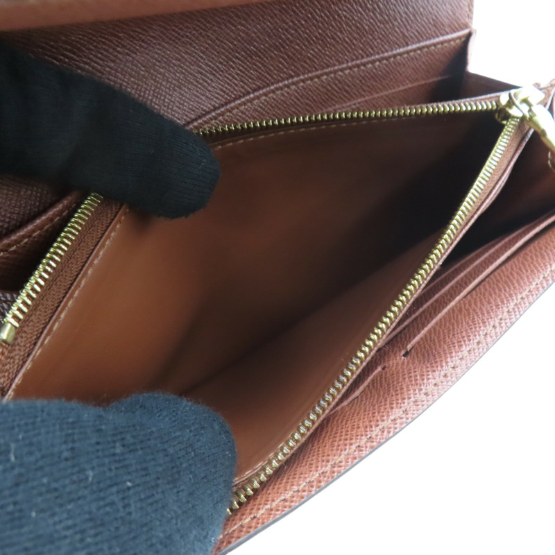 棕色 原花帆布 Sarah 扣式長夾【LOUIS VUITTON LV 路易威登】 M60531-5