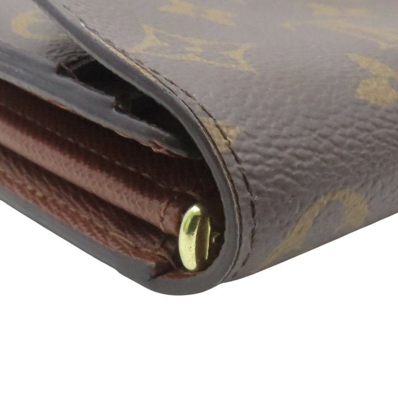 棕色 原花帆布 Sarah 扣式長夾【LOUIS VUITTON LV 路易威登】 M60531-9