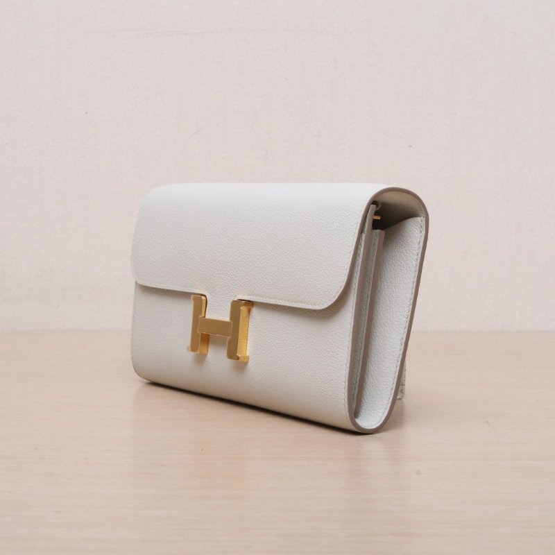 HERMES Constance康康LongToGo8L冰川白EC皮W刻金扣肩背包-4
