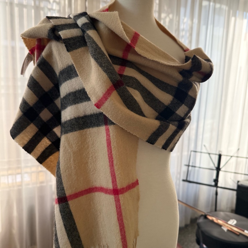 (精品特價優惠 )🌸Burberry 經典格紋羊毛大披肩/圍巾🧣-0