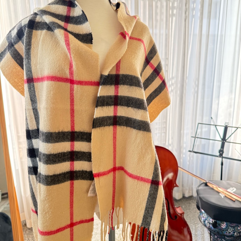 (精品特價優惠 )🌸Burberry 經典格紋羊毛大披肩/圍巾🧣-3