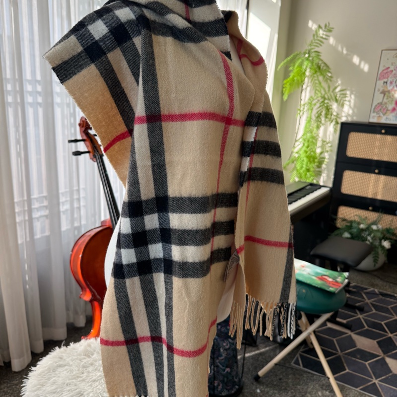 (精品特價優惠 )🌸Burberry 經典格紋羊毛大披肩/圍巾🧣-4