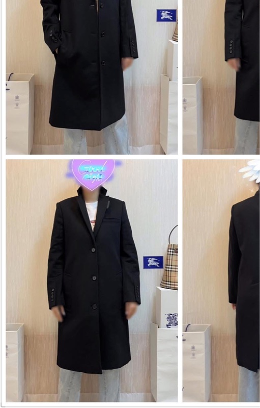 BURBERRY英國黑色羊毛絨量裁大衣UK8-1