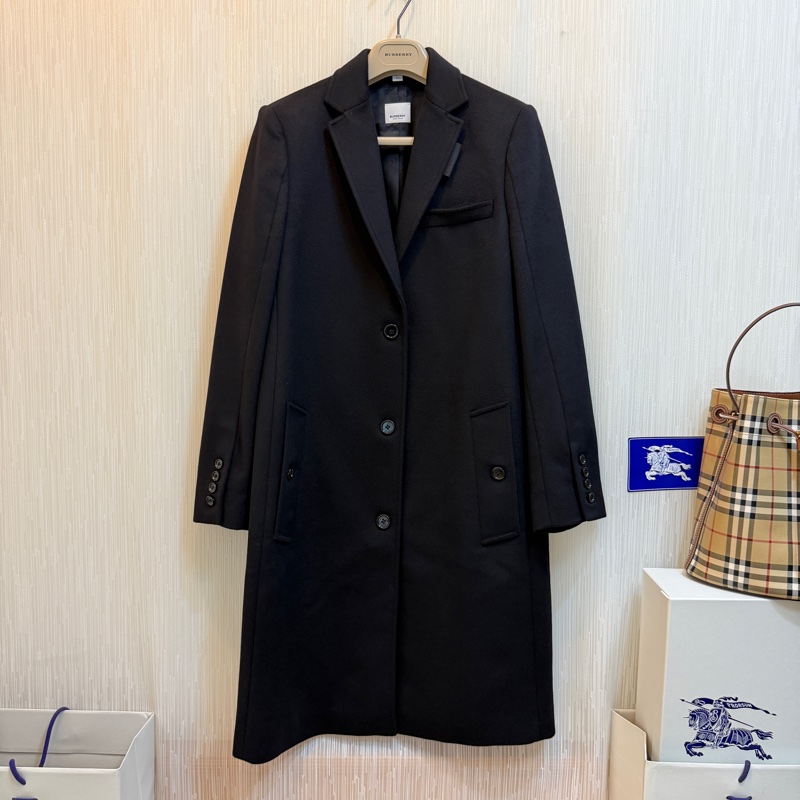 BURBERRY英國黑色羊毛絨量裁大衣UK8-2
