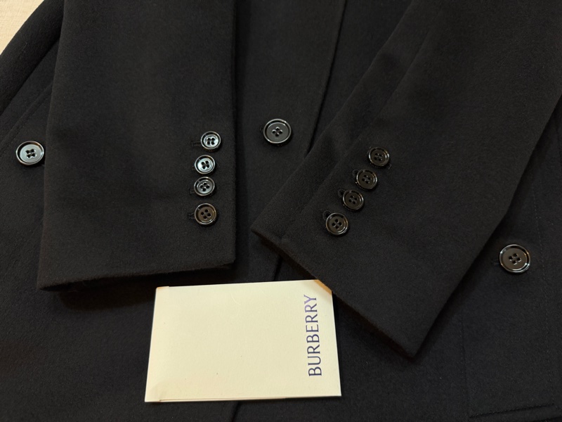 BURBERRY英國黑色羊毛絨量裁大衣UK8-4