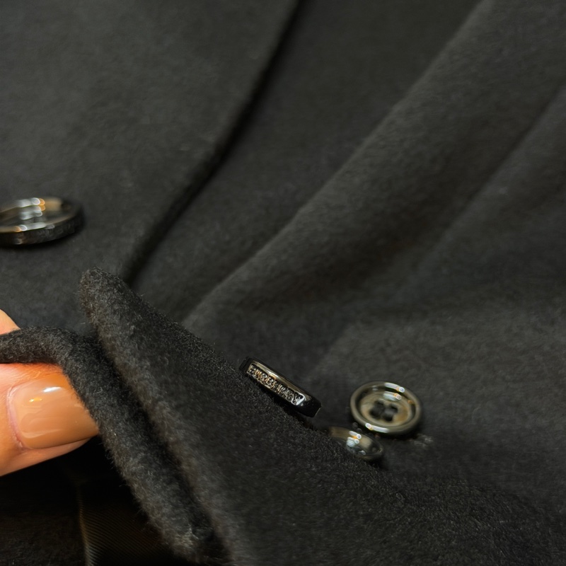 BURBERRY英國黑色羊毛絨量裁大衣UK8-5