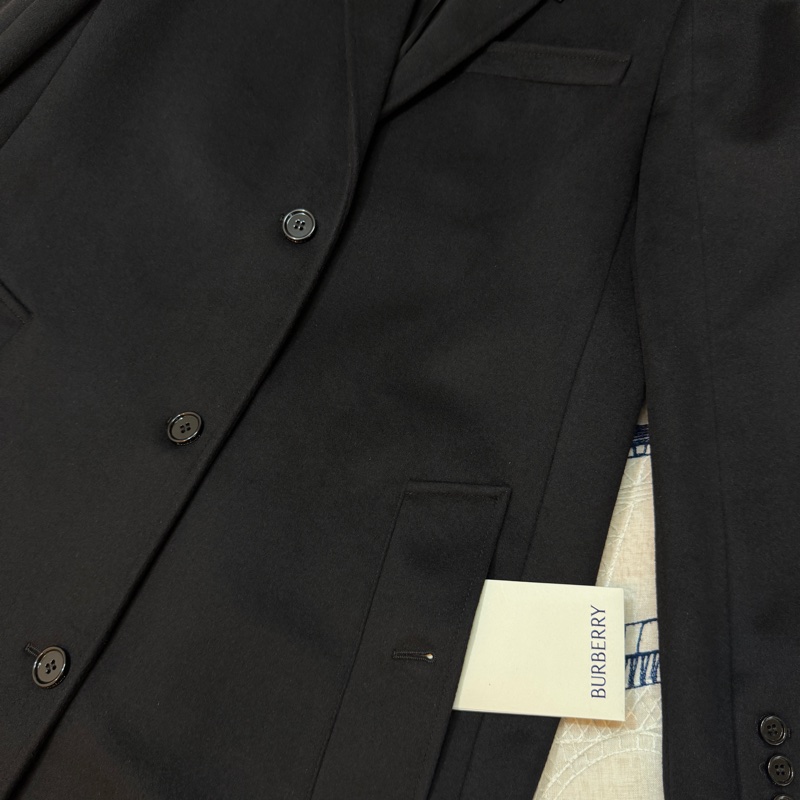 BURBERRY英國黑色羊毛絨量裁大衣UK8-6