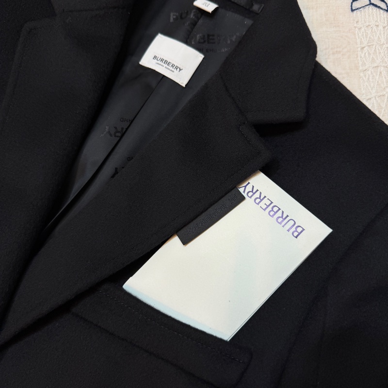 BURBERRY英國黑色羊毛絨量裁大衣UK8-7