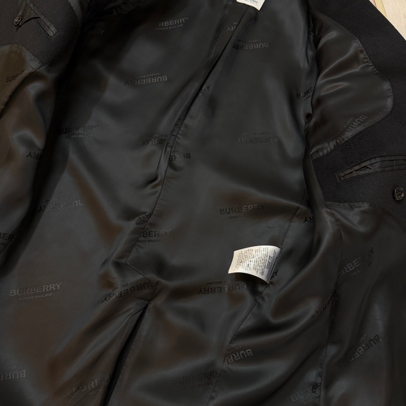 BURBERRY英國黑色羊毛絨量裁大衣UK8-9
