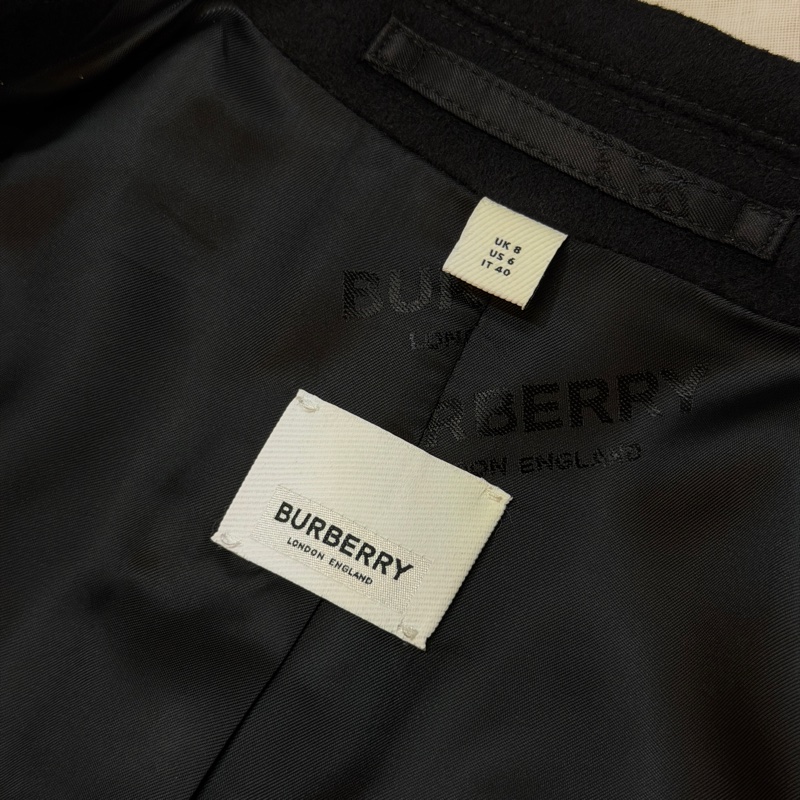 BURBERRY英國黑色羊毛絨量裁大衣UK8-10