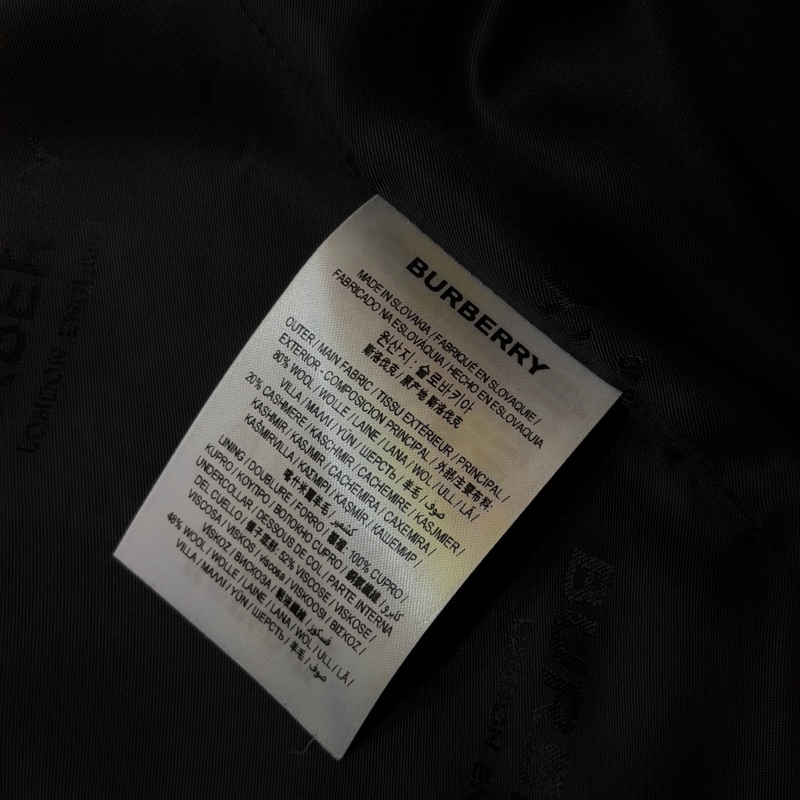 BURBERRY英國黑色羊毛絨量裁大衣UK8-11