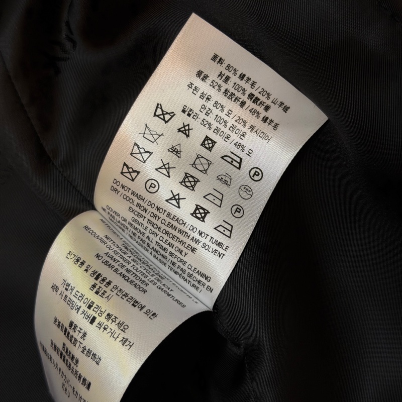 BURBERRY英國黑色羊毛絨量裁大衣UK8-12