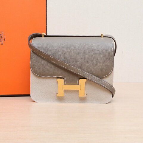 HERMES Constance康康1918大象灰Epsom皮B刻金扣肩背包