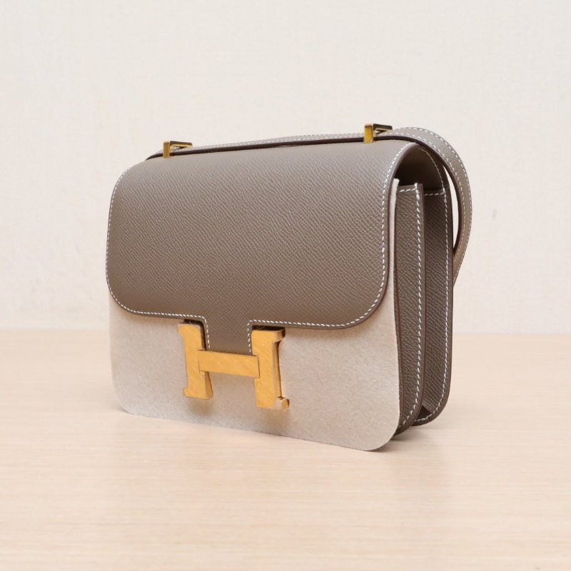HERMES Constance康康1918大象灰Epsom皮B刻金扣肩背包-2
