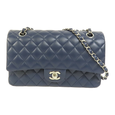 CHANEL 羊皮皮革Classic 25銀扣鏈帶肩背袋