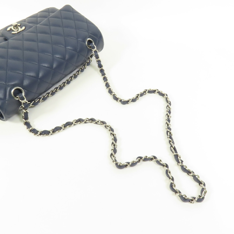 CHANEL 羊皮皮革Classic 25銀扣鏈帶肩背袋-4