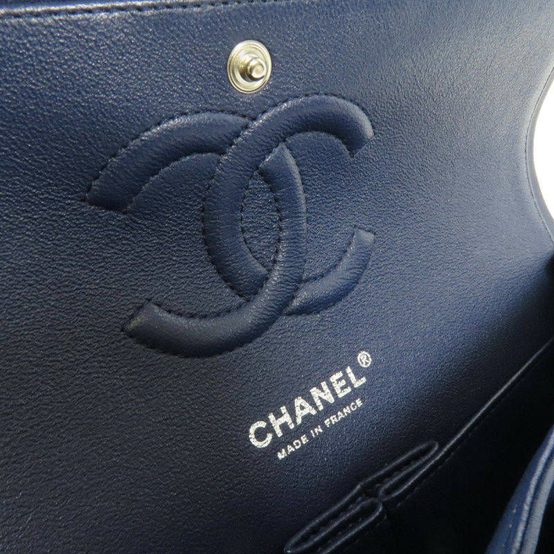 CHANEL 羊皮皮革Classic 25銀扣鏈帶肩背袋-7