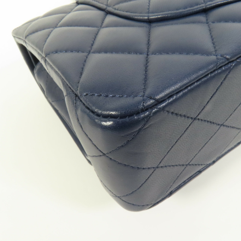 CHANEL 羊皮皮革Classic 25銀扣鏈帶肩背袋-11