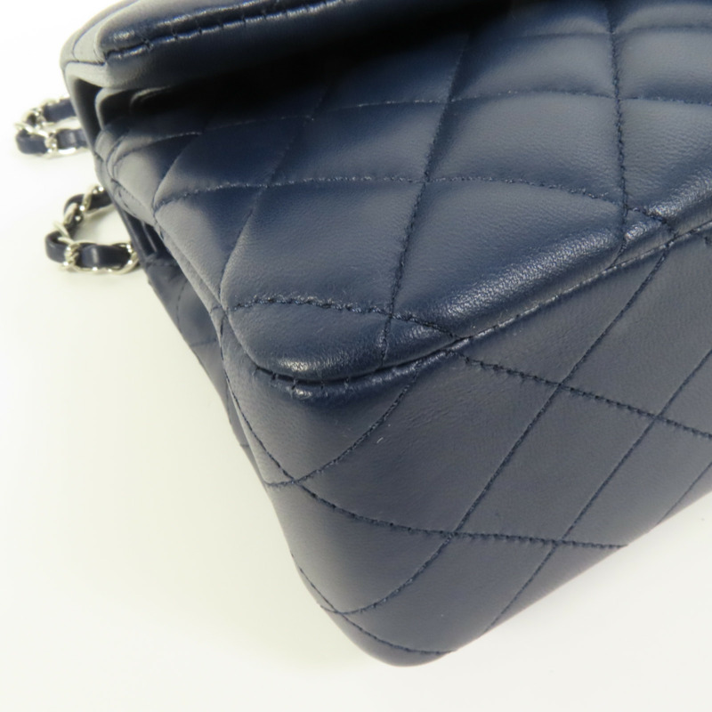 CHANEL 羊皮皮革Classic 25銀扣鏈帶肩背袋-14