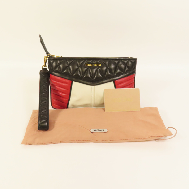 Miu Miu 羊皮皮革Pouch金扣手拿包-7