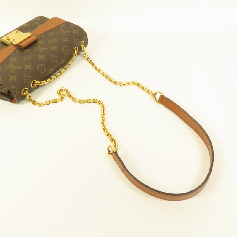 LOUIS VUITTON Monogram Marceau金扣鏈帶肩背袋棕色-4
