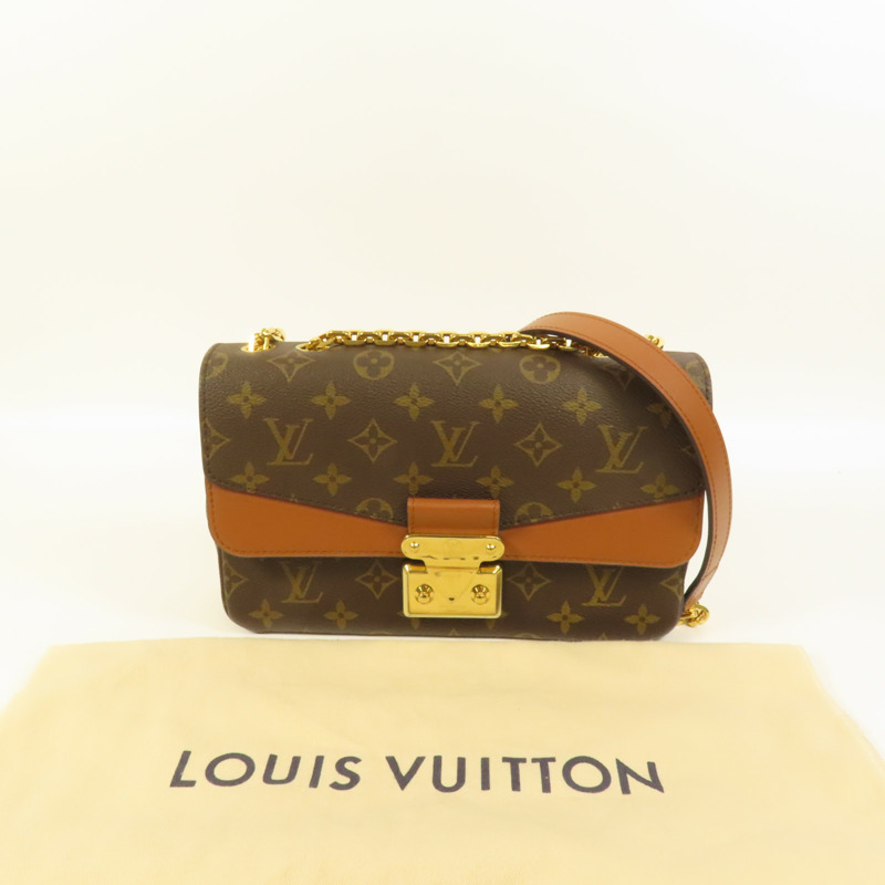 LOUIS VUITTON Monogram Marceau金扣鏈帶肩背袋棕色-9