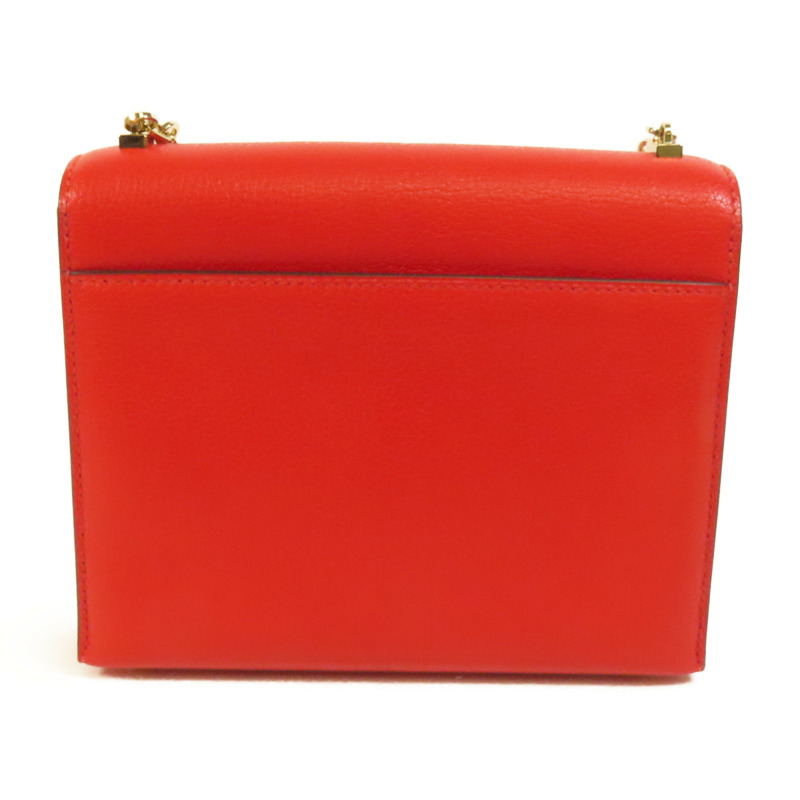 HERMES Chevre皮革Verrou Mini金扣鏈帶肩背袋Red-1