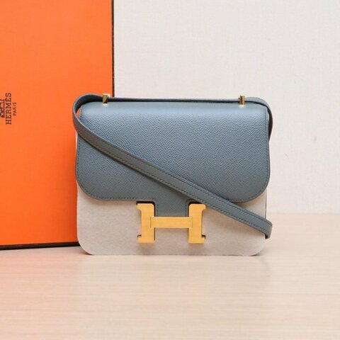 HERMES Constance康康1963杏仁綠Epsom皮Z刻金扣肩背包