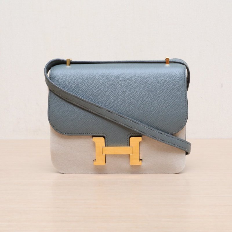 HERMES Constance康康1963杏仁綠Epsom皮Z刻金扣肩背包-1