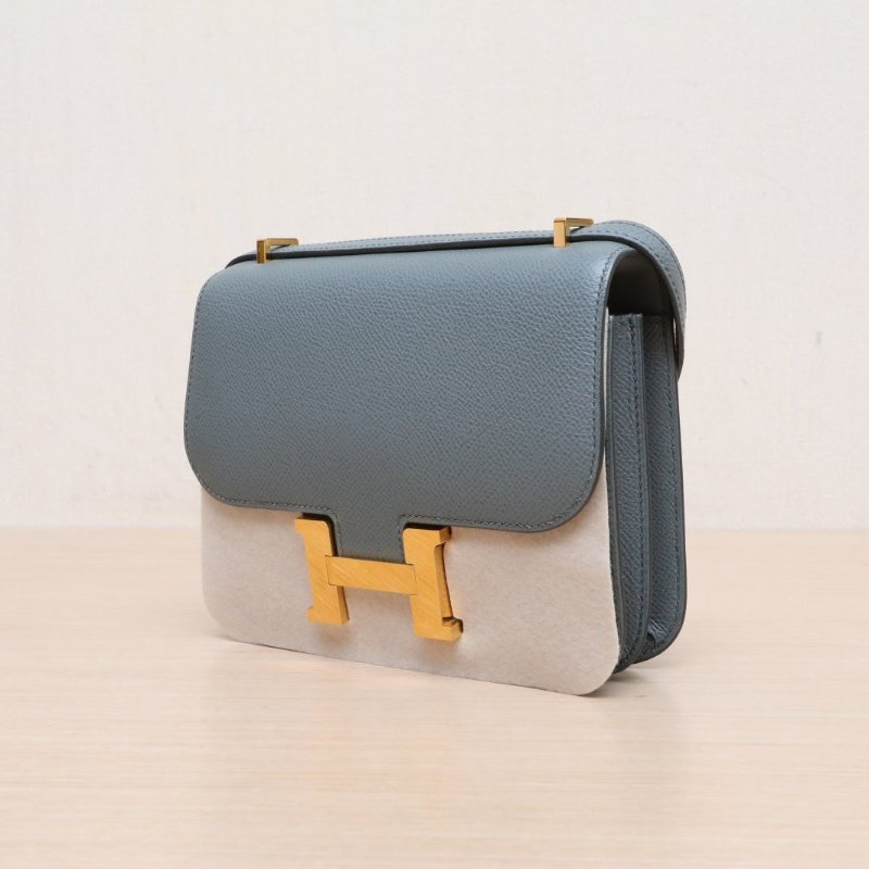 HERMES Constance康康1963杏仁綠Epsom皮Z刻金扣肩背包-3