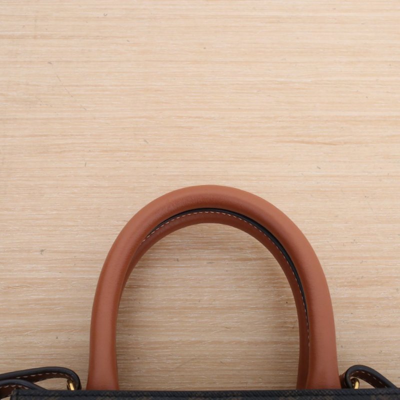 CELINE Cabas豎款手袋Mini凱旋門印花褐色人造革肩背包-2