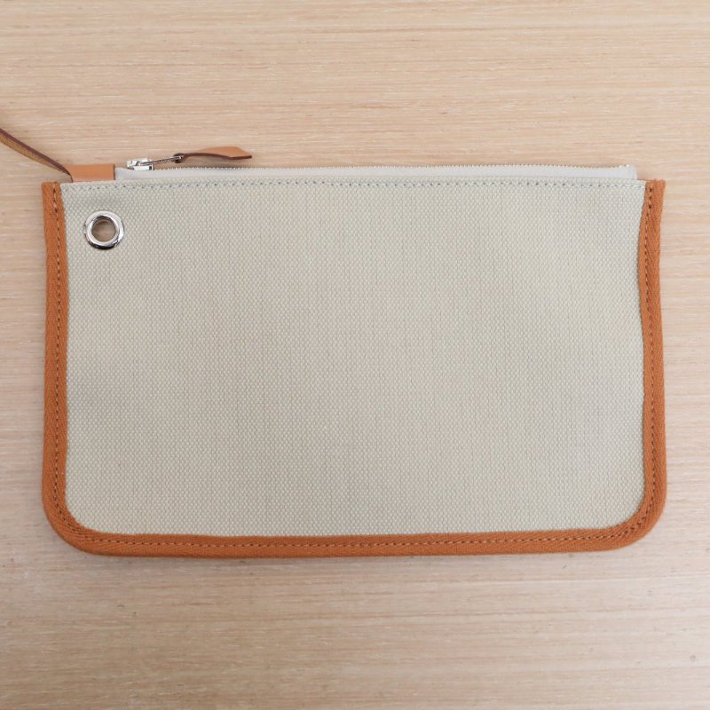 HERMES Herbag318L冰川白拼29Nature本色帆布/Hunter牛皮B刻銀扣肩背包-3