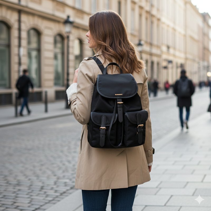 【門市全新現貨】BURBERRY尼龍束口後背包(附原廠防塵袋)-5