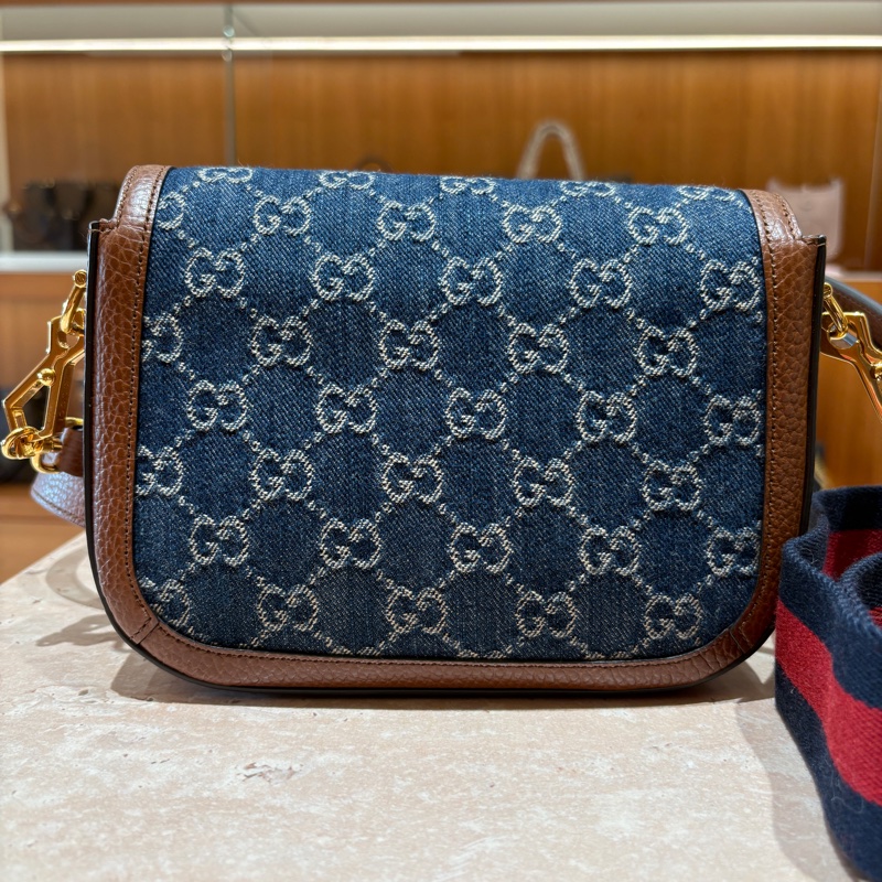 【經典復刻・時尚靈魂】Gucci 1955 Horsebit 馬銜釦 GG 帆布配皮肩背包|雙背帶設計|復古藍紅織帶|義大利製造匠心精品-1