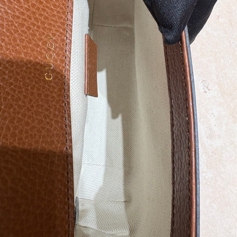 【經典復刻・時尚靈魂】Gucci 1955 Horsebit 馬銜釦 GG 帆布配皮肩背包|雙背帶設計|復古藍紅織帶|義大利製造匠心精品-9