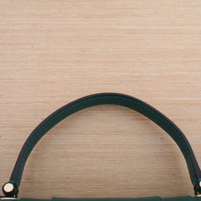 BVLGARI Serpentiforever風琴蛇頭包小號手柄款綠色牛皮肩背包-2