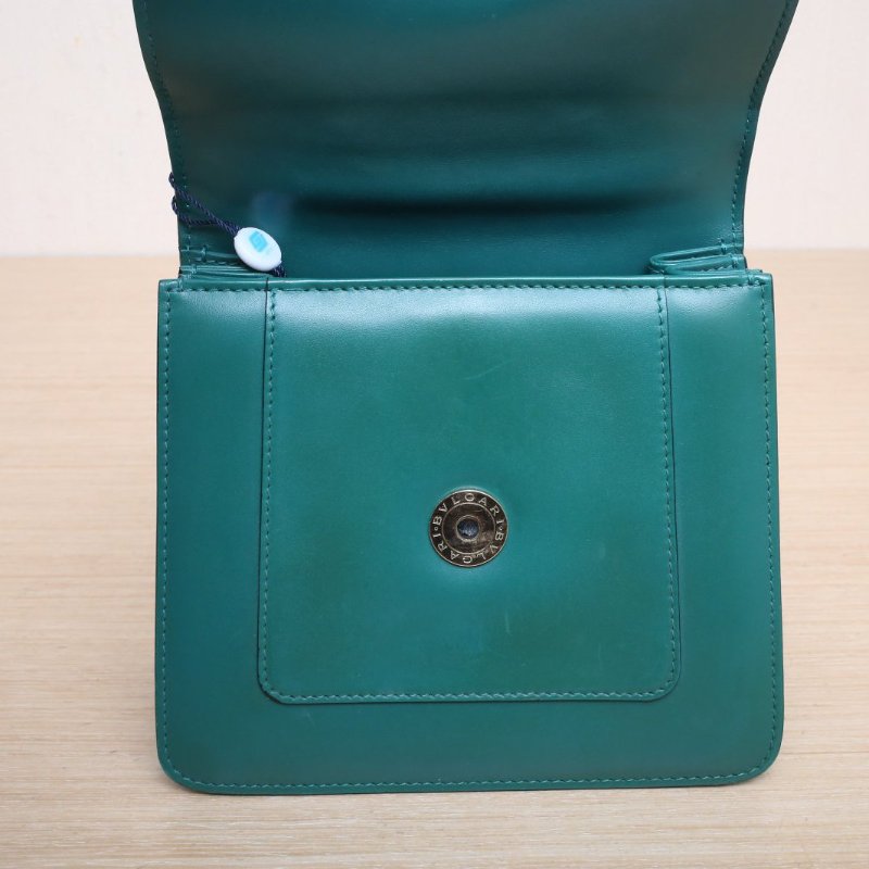 BVLGARI Serpentiforever風琴蛇頭包小號手柄款綠色牛皮肩背包-3