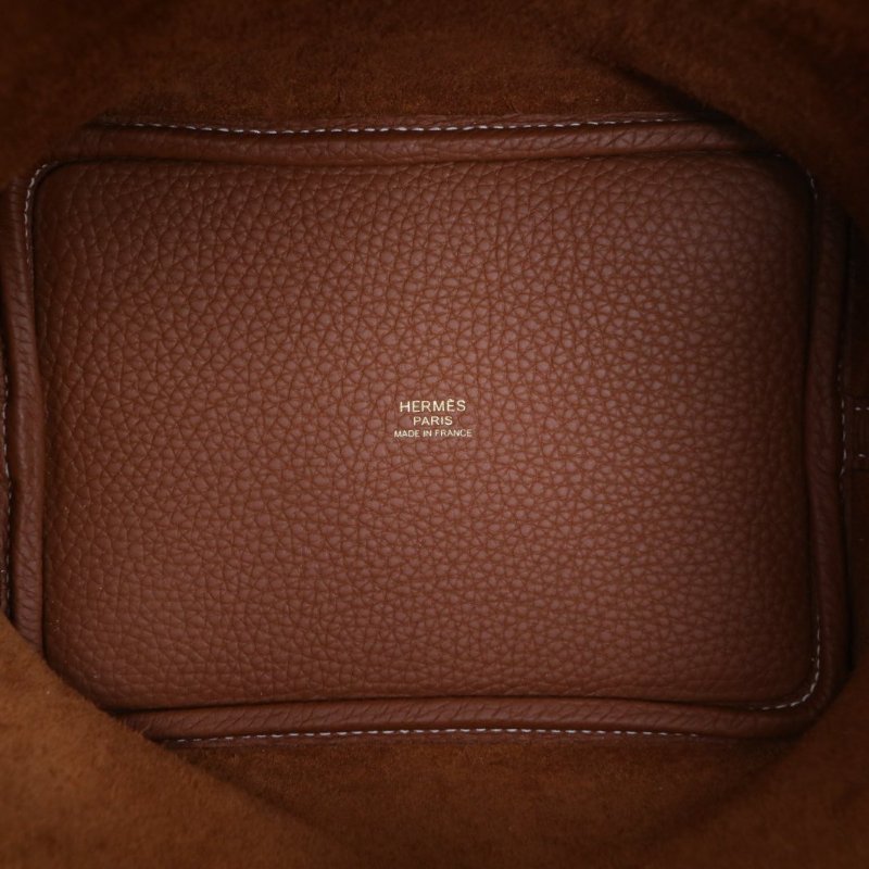 HERMES Picotin18菜籃子37金棕色TC皮Y刻金扣肩背包-2